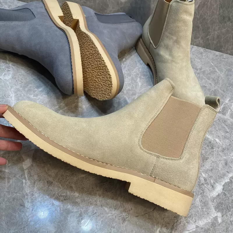 COMMON切爾西靴男秋冬高筒馬丁靴英倫風加絨短靴反絨