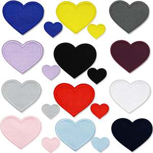 
Self-adhesive sewing-free small love cloth patch down jacket hole patch leather jacket pants repair small hole heart-shaped embroidery can be watered