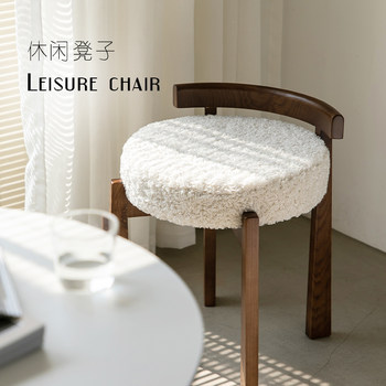 Medium style solid wood dressing stool home backrest makeup stool designer creative personality shoe change stool at the entrance door