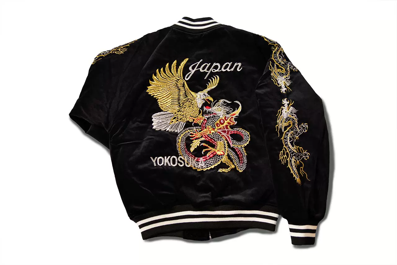 日本製金鷹龍柄別珍橫須賀刺繡外套夾克