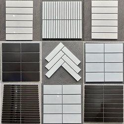 Long Black and White Ceramic Mosaic Tiles Chopsticks Kitchen Tiles Bathroom Bathroom Non-Slip Scandinavian Modern