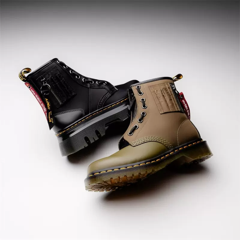 代购正品Alpha Industries X Dr. Martens联名款时尚男女马丁靴-Taobao