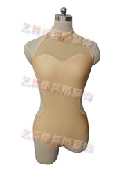 New Style Pole Dance White and Black Mesh Splicing Backless Leotard Ballet Dance Costume Ring Exercise Clothing Gymnastics Suit