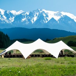 Outdoor Camping Canopy Tent, Extra Large Giant Camp Commercial Tent, Sun Protection and Rainproof Double Peak/Three Peak Sunshade Tent