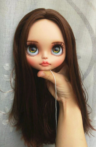 
HobgobLin small doll sunflower brown white skin scalp 19 joint body hair baby