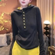 Australian velvet contrast-breasted hooded sweatshirt for women 2025 autumn and winter new simple and fashionable fashionable and versatile long-sleeved top trendy