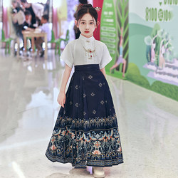 Chinese Style Girls' Mamian Skirt Piece Set Spring and Summer Student Daily Hanfu Autumn Style Children's Little Girl Tang Suit Clothes