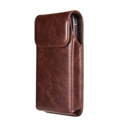 Elderly Men's Phone Belt Case, Leather Waist Bag, Belt-Worn, Vertical Style, Mini Ultra-Thin Single-Layer Leather Case, Crazy Horse Pattern