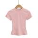 Little Ru hot girl Kardashian's round neck short-sleeved T-shirt in summer slim tight stretch short base top