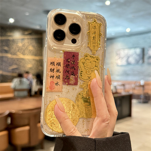 Suitable for Apple 16 promax mobile phone case new iphone 16 smooth sailing 17pro gold foil 15 high-end plus all-inclusive anti-fall 14 transparent 13 silicone 12 niche 11 female