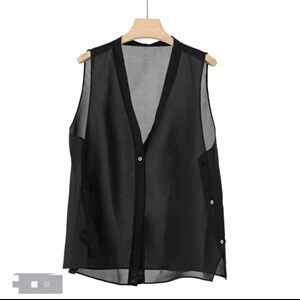 
Loose and versatile layering artifact, thin and slightly see-through vest, slim V-neck sleeveless A-line top, jacket, women's vest