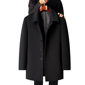 Men's coat coat lapel wool woolen woolen long coat middle -aged and old autumn and winter jacket daddy