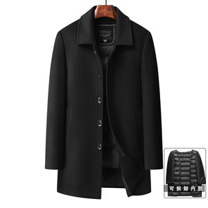Men's woolen coat coat inner lineris can remove coats in winter jackets Dad, thick business casual coat

