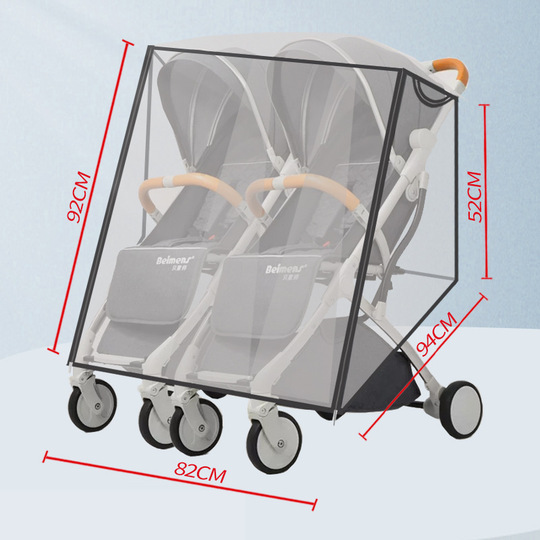 Universal Double Stroller Rain Cover - Waterproof Wind Protection For Tandem Strollers