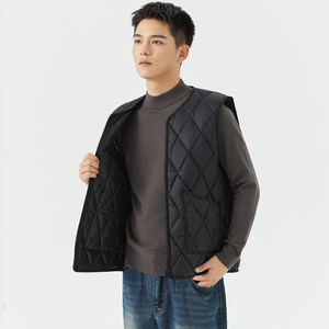 
Down cotton vest men's thin inner lid in autumn and winter warm vest base wearing a small cotton jacket and versatile vest horse clip