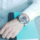 Overseas Stelling Stuhrling fully automatic hollow mechanical watch Men's business blue back transparent watch 3919
