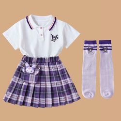 Girls' Skirt, Kuromi Pleated Skirt, Summer Outfit 2026 New Short Skirt, Short-Sleeved Children's Skirt