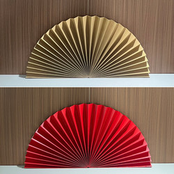 New Year's Day Decoration Style Wedding Origami Red Semicircle Paper Fan Folding Craft Fan Ornament Display Window Arrangement