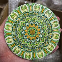 Nanyang Tile 3D Relief Coaster Southeast Asian Light Luxury Gold-Embossed Mandala Coffee Heat-Resistant Tea Coaster