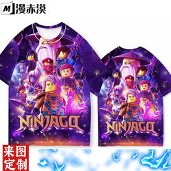 Ninjago Anime Merchandise Short-Sleeve T-Shirt for Men, Women, Children, Couples, Students, Cosplay, Two-Dimensional Clothing, Summer Wear