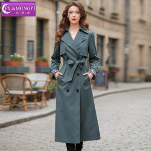 
[Live Broadcast Exclusive] Fei Mengyi Suit Collar Windbreaker Jacket Women's Autumn Double-breasted Mid-Length Popular Coat