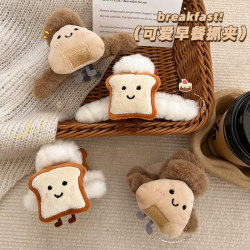 Cute Rice Ball Bread Plush Hair Clip for Women, Autumn and Winter Back-Of-Head Hair Styling Shark Clip, 2024 New Hairpin Headwear