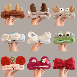 Cute Cartoon Plush Headband for Women, Autumn and Winter, Waterproof and Non-Slip, Face Washing Headscarf, Internet Celebrity 2024 New Style Hair Accessory