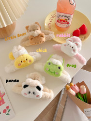 Cute Cartoon Bear Plush Hair Clip for Women, Large Shark Clip for Updo, Suitable for Thick Hair, Hair Accessory