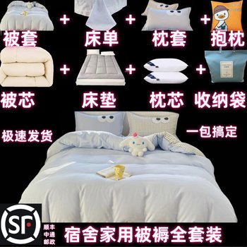 Cushion cover quilt, full set of quilt, winter quilt core, eight-piece, ten-piece set, student dormitory single quilt set, full set