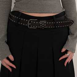 2025 New Style Belt for Women's Jeans, Versatile Women's Belt, Fashionable and Unique Studded Belt, High-End Black Trendy Belt