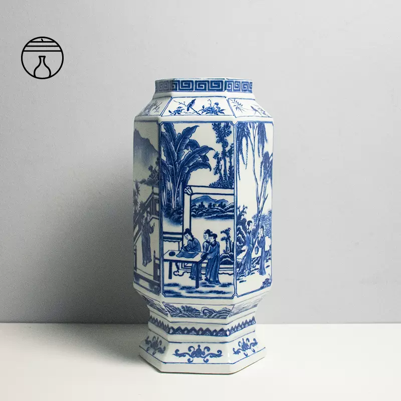 青花六方鉢 盆栽鉢 景德鎮 工芸品 装飾品 花器 美術品 置物 陶芸 景徳鎮染付正方鉢 | 盆栽、盆栽書籍、盆栽鉢の通販│近代出版