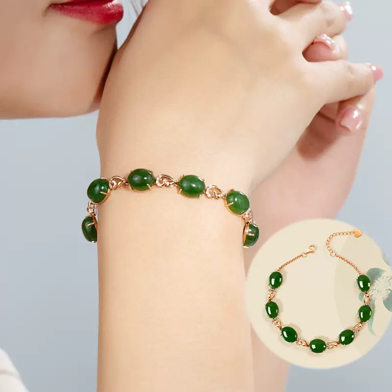 天然無処理和田玉翡翠グリーン碧玉の平安ボタンペンダントトップ18k 