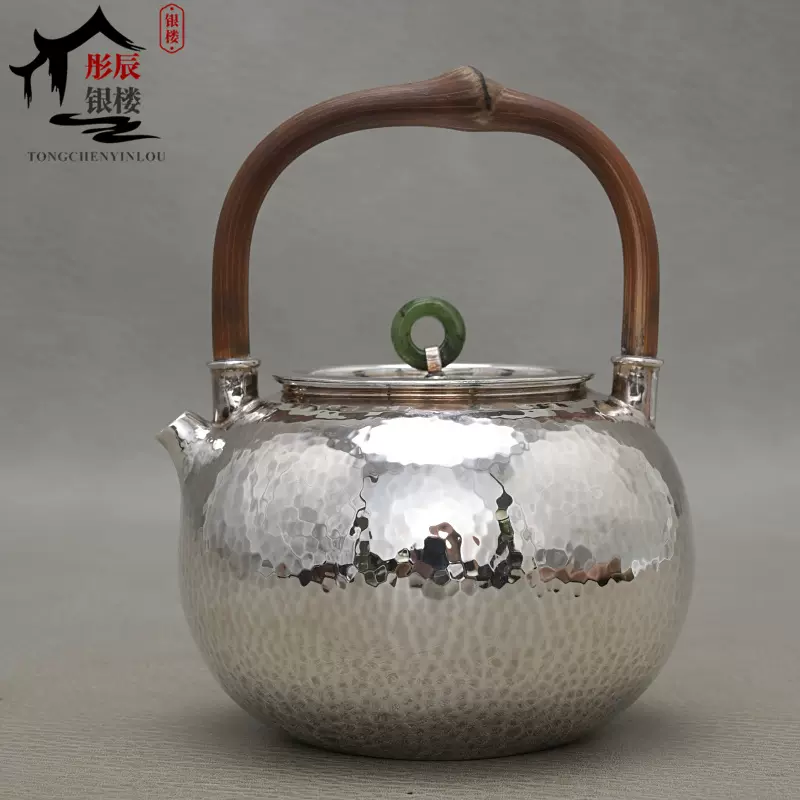 銀製 茶器 茶道具 急須 足銀999 牡丹 金属工芸 特價手工牡丹中式