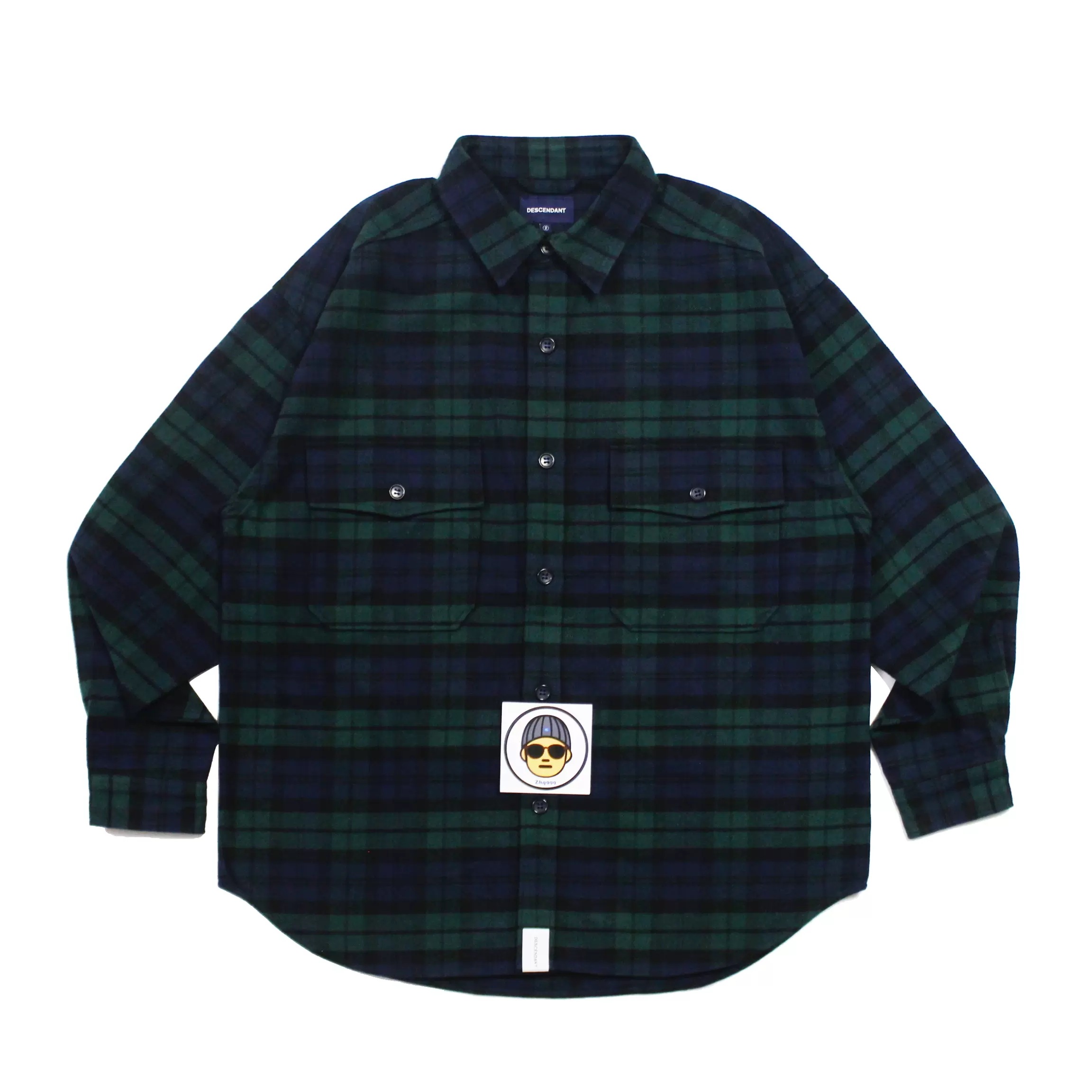 現貨DESCENDANT CPOC PLAID LS SHIRT法蘭絨綠格子口袋襯衫21AW-Taobao