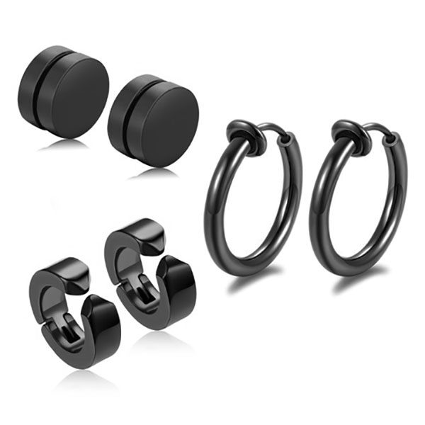 No piercing magnetic false earrings ear clips plain ring earrings men's hole-free painless ear bone clip earrings cool and handsome women's titanium steel