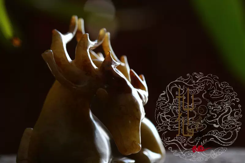 ▽鴻▽漢朝時代 高古玉 和田玉彫 鹿尊杯 時代物 中国