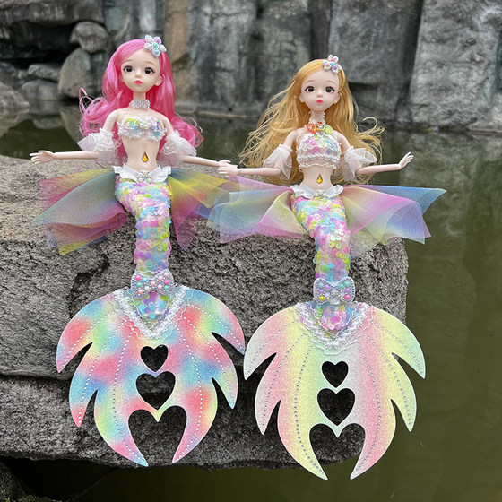 Mermaid Princess Doll Girl Toys Passing Family Children's Network Red Handmade Simulation Doll Birthday Gift Gift
