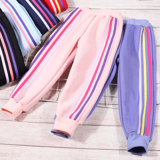
Children's autumn and winter plus velvet thickened warm casual pants for children loose sports babies fashionable cotton sweatshirts and trousers