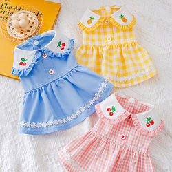 Spring and summer new cat doll lapel cherry dress