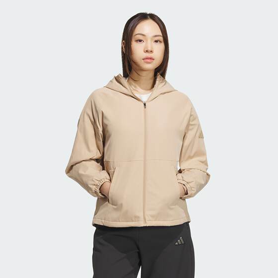 
Adidas women's 2025 spring new style plus velvet warm and comfortable hooded sports casual jacket JM8813