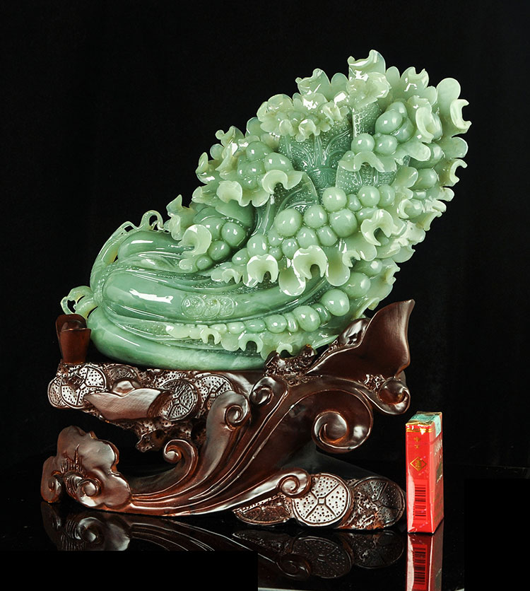 岫岩玉白菜摆件天然玉石招财客厅办公室开业乔迁礼品