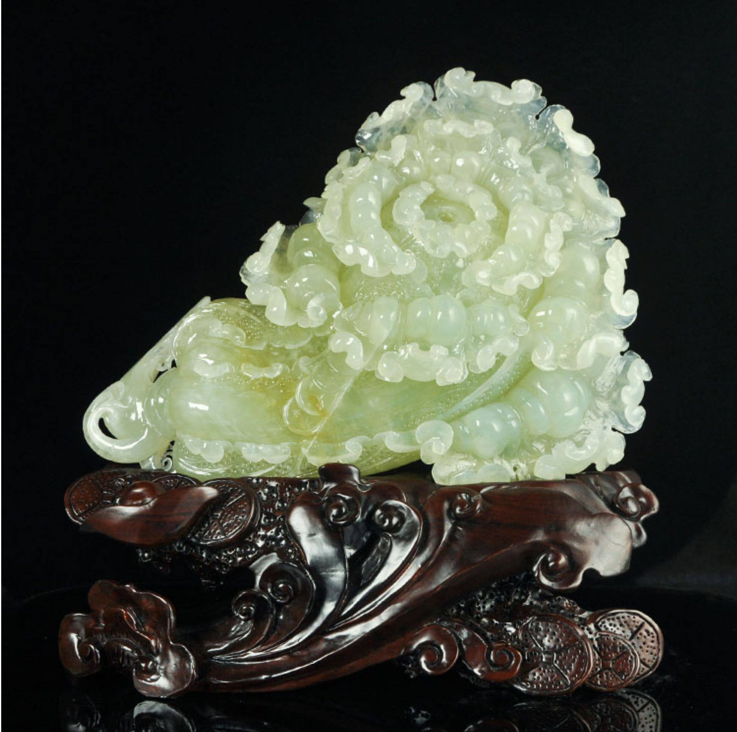 岫岩玉白菜摆件天然玉石招财客厅办公室开业乔迁礼品