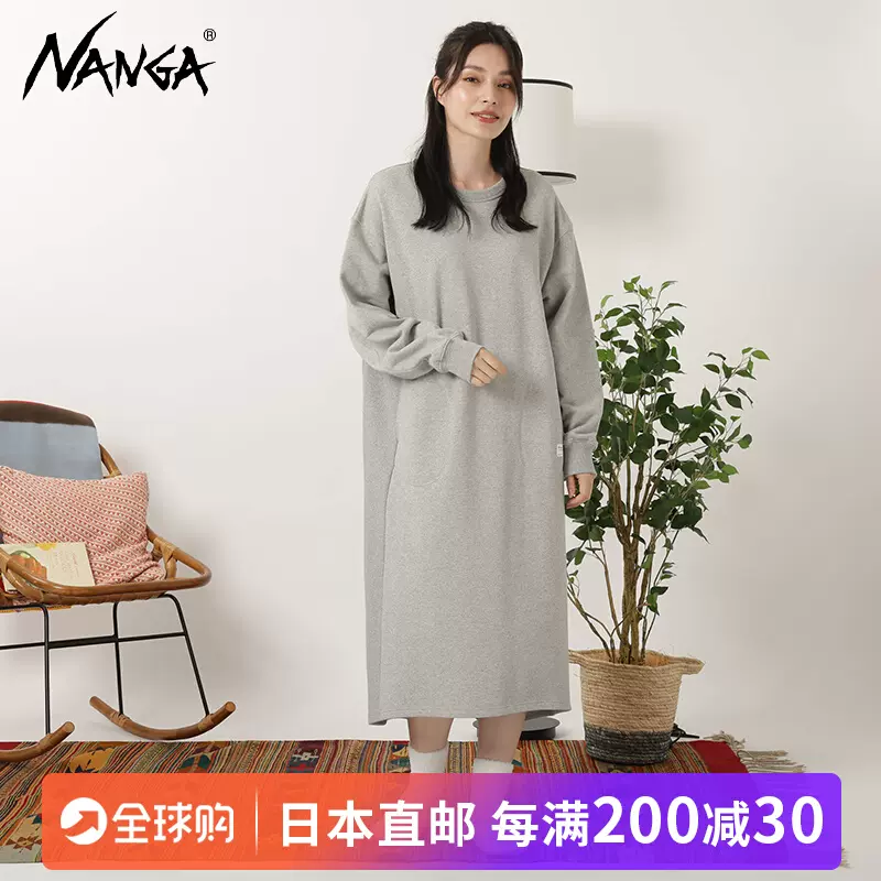 NANGA ECO HYBRID CREW NECK ONE PIECE女圆领长款过膝卫衣连衣裙-Taobao