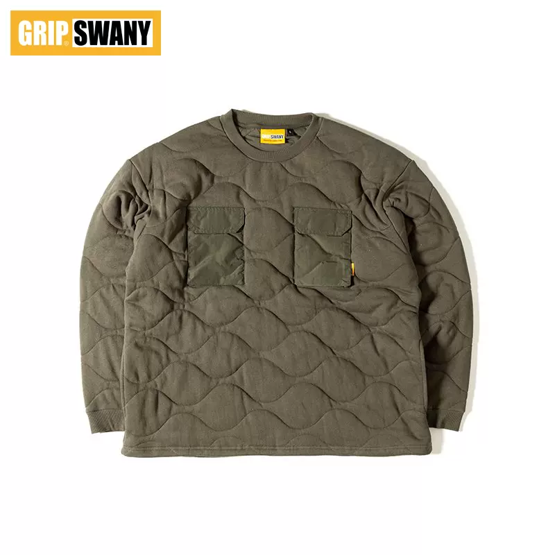 Grip Swany GEAR POCKET QUILT CREW 2.0男宽松夹棉套头衫GSC-52-Taobao