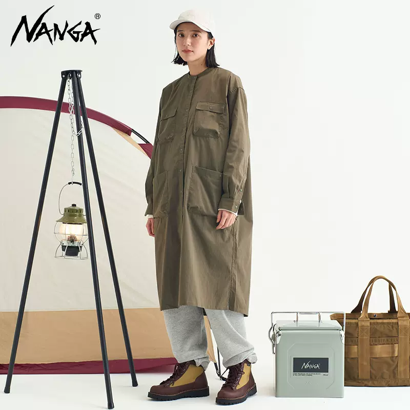 NANGA TAKIBI RIPSTOP CAMP SHIRT DRESS 女子阻燃加长款衬衫外套-Taobao