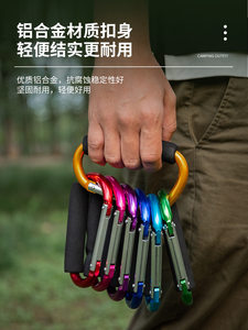 Outdoor mountaineering and camping carabiner large aluminum alloy keychain backpack large D-buckle sponge handle hanger shoes