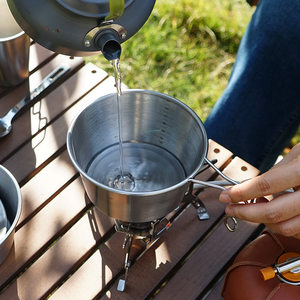
Outdoor camping large sizzling bowl 600ml camping mountaineering portable bowl picnic tableware stainless steel bowl sizzling cup