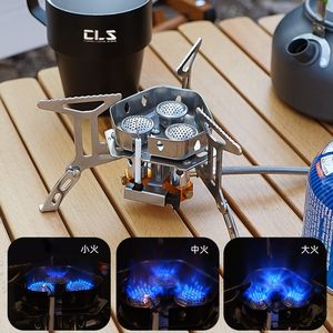 
Outdoor portable three-head stove picnic mountaineering windproof stove camping equipment Menghuo gas stove self-driving car stove