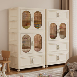 Installation-Free Foldable Plastic Storage Cabinet for Children's Room, Multi-Layer Toy and Snack Storage Cabinet, Baby Light Luxury Small Wardrobe
