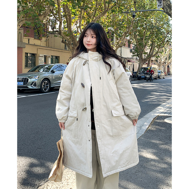 Yiye Japanese retro ox horn button mid-length cotton jacket for women's winter small thickened warm coat windbreaker jacket
